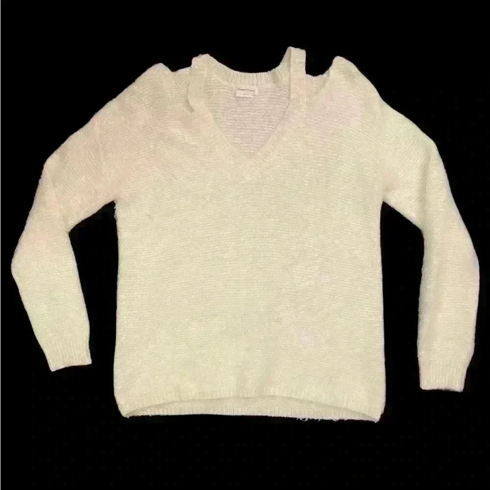 Lovers & Friends Ivory Cutout Fuzzy Sweater.